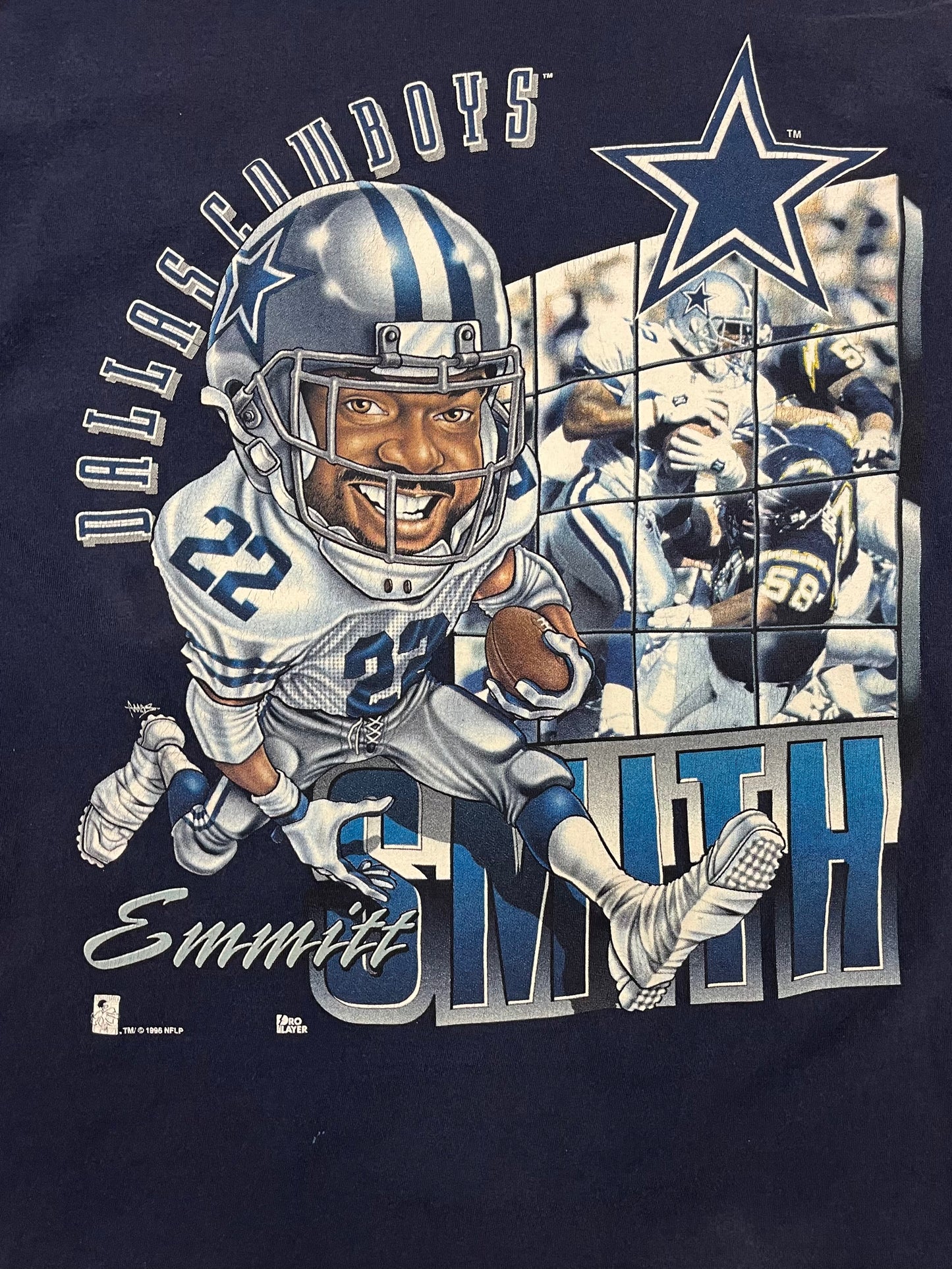 Vintage Emmitt Smith Dallas Cowboys "Caricature" T-Shirt Size XXL