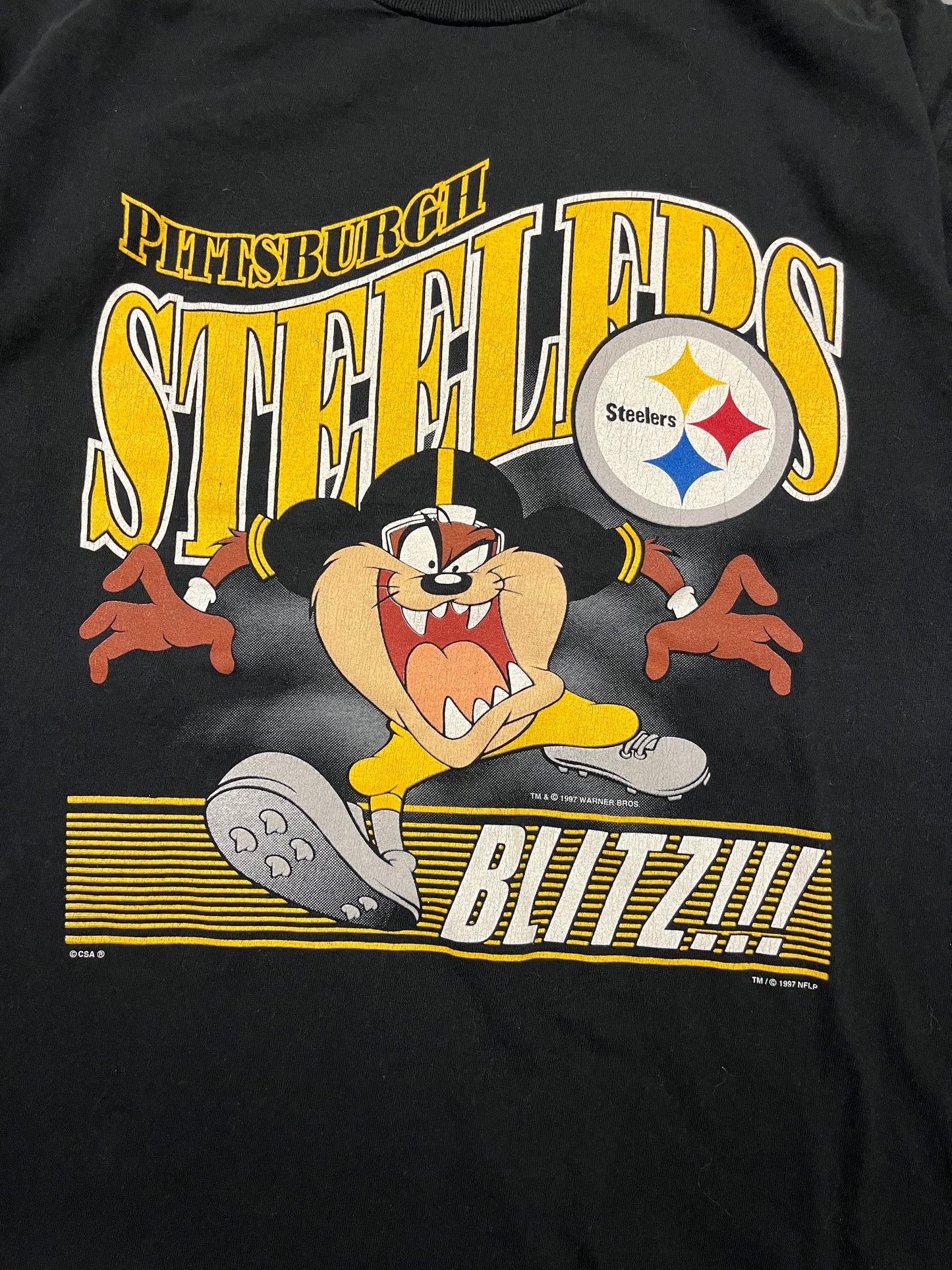 Vintage Pittsburgh Steelers Taz T-Shirt Size Medium