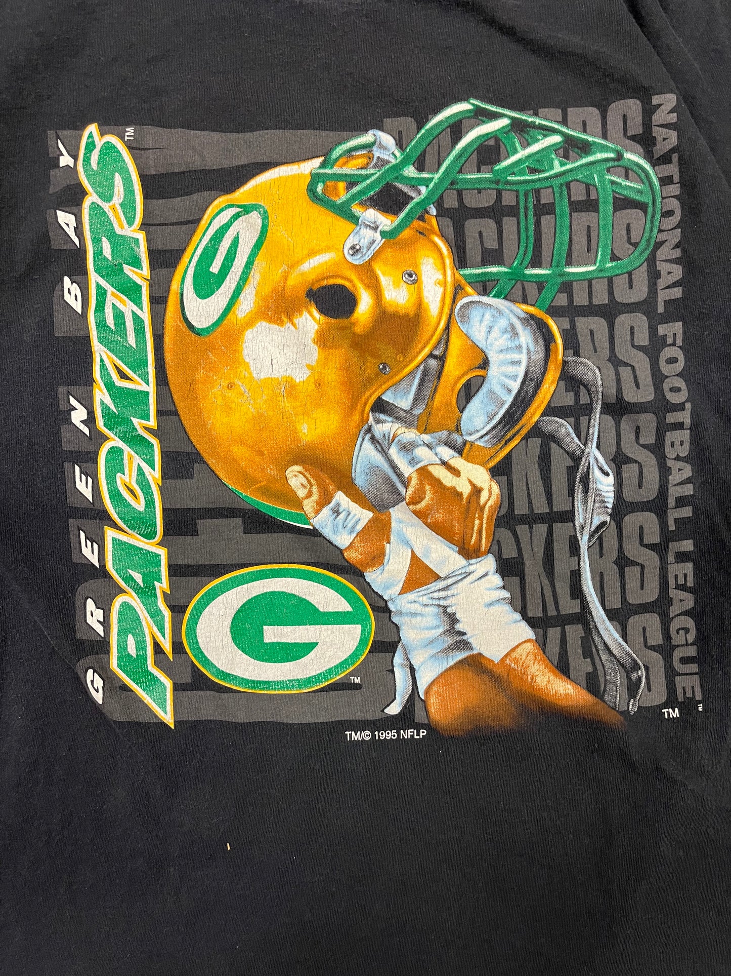 Vintage Green Bay Packers Raised Helmet T-Shirt Size XXL