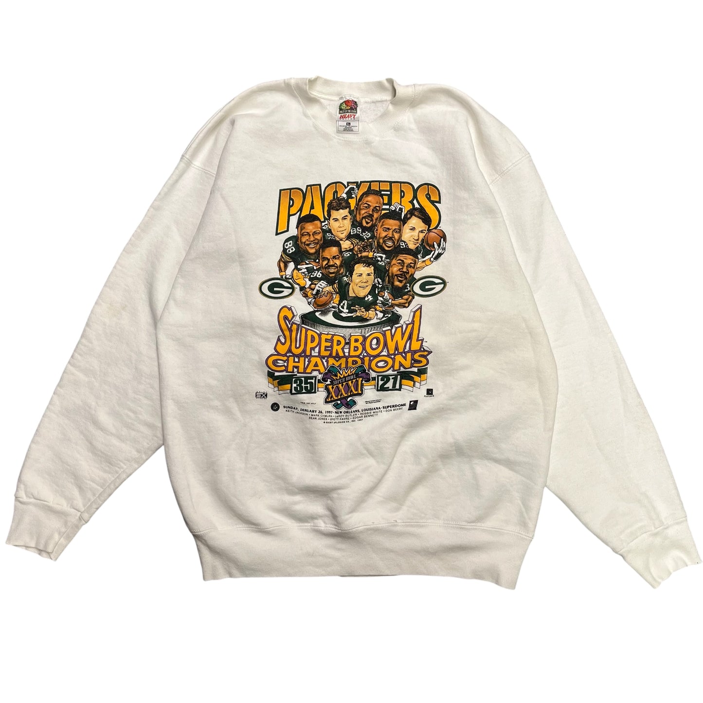 Vintage Green Bay Packers "Caricature" Super Bowl Champions Sweatshirt Size XL