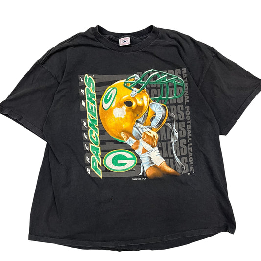 Vintage Green Bay Packers Raised Helmet T-Shirt Size XXL