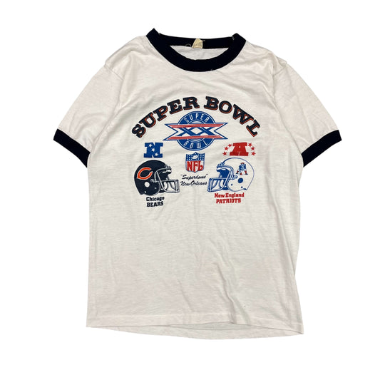 Vintage Bears Vs Patriots Super Bowl Ringer T-Shirt Size Medium